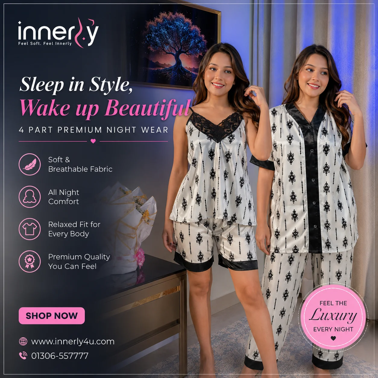 Classic White 4-Part Nighty